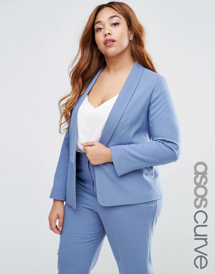 Asos Curve Blazer In Crepe With Slim Lapel Coord - Gray