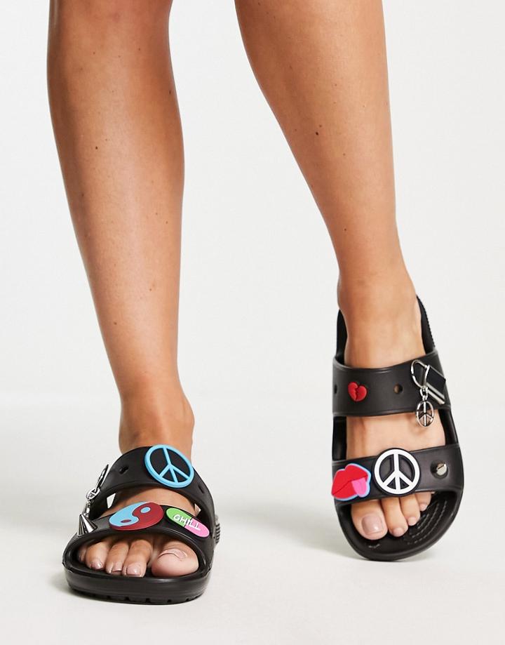 Crocs Classic Create Your Peace Slides In Black