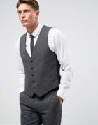 Farah Winter Wedding Skinny Vest In Fleck - Gray