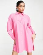 In The Style X Perrie Sian Oversized Shirt Dress In Pink