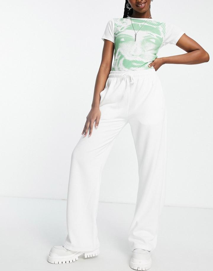 Topshop Straight Leg Sweatpants In Ecru-white