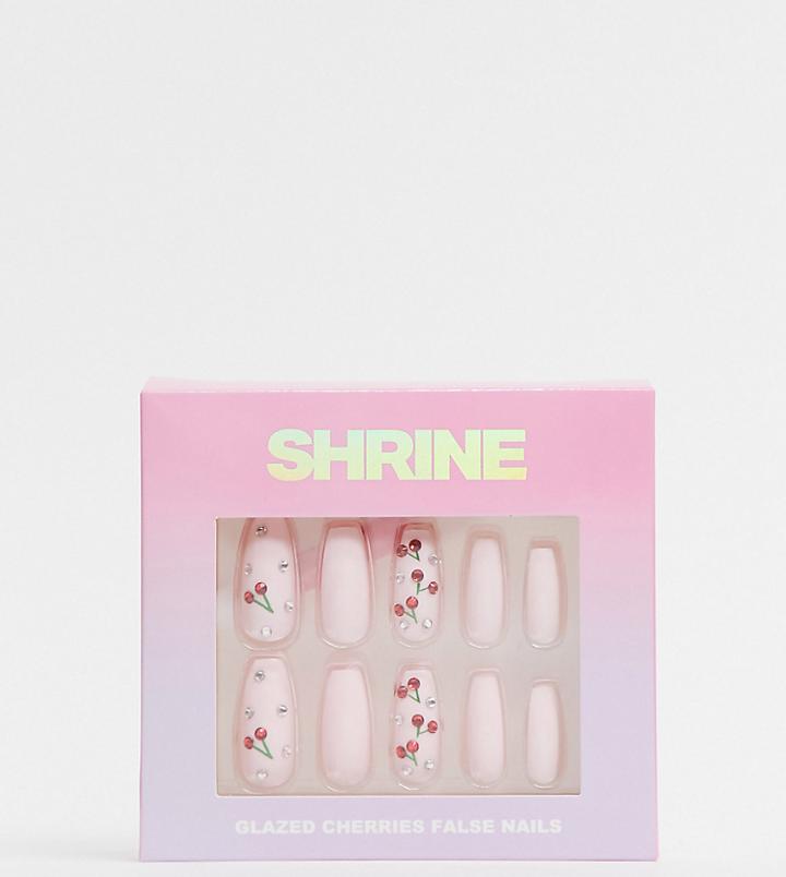 Shrine X Asos Exclusive Glazed Cherry False Nails-multi
