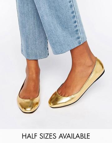 Asos Lassie Ballet Flats - Gold