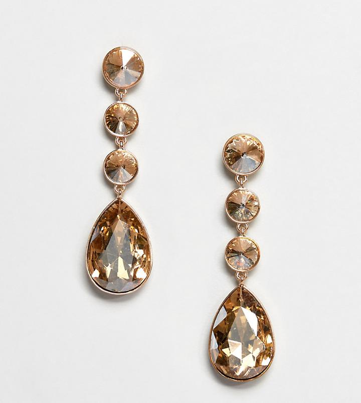 Aldo Teardrop Glass Stone Earrings - Gold