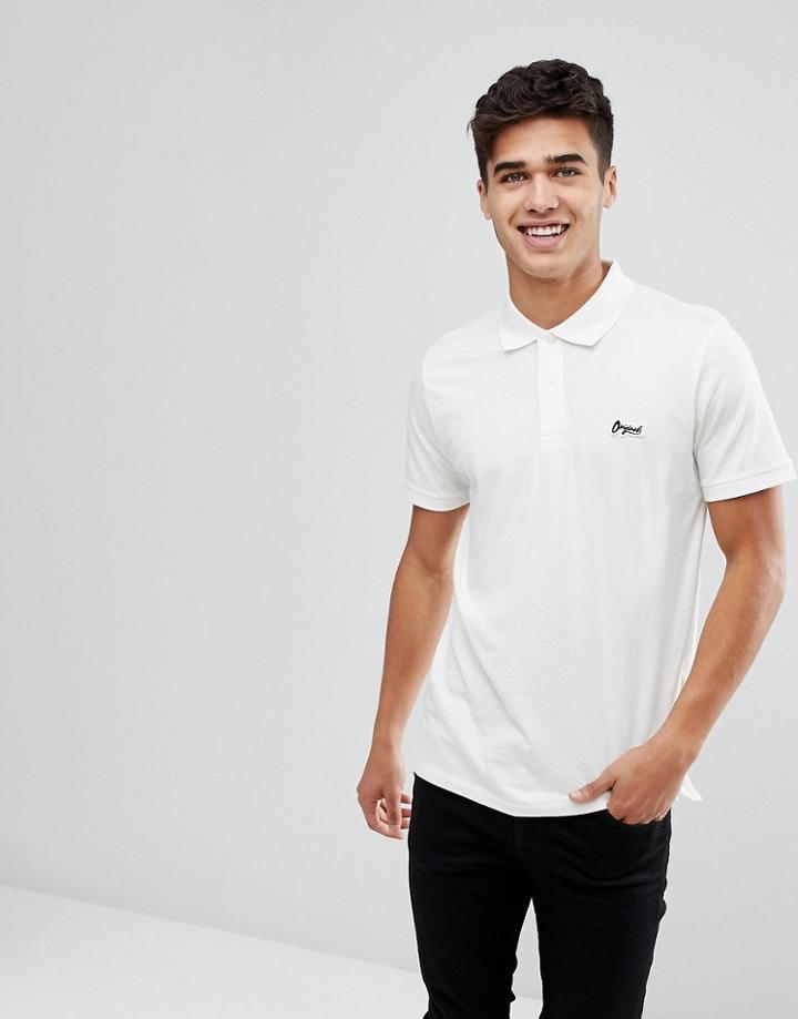 Jack & Jones Originals Polo With Chest Logo - White