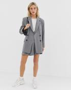 Asos Design Dad Suit Blazer In Gray Pinstripe - Multi