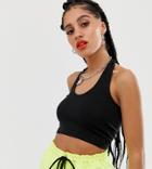 Collusion Halter Neck Crop Top-black