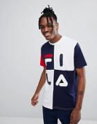 Fila Black Line T-shirt With Grid Logo In Black - Navy