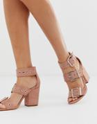 Public Desire Gimme Blush Buckle Detail Heeled Sandals-beige