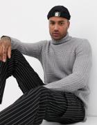 Bershka Knitted Roll Neck Sweater In Gray