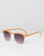 Jeepers Peepers Retro Sunglasses In Gold Frame - Gold
