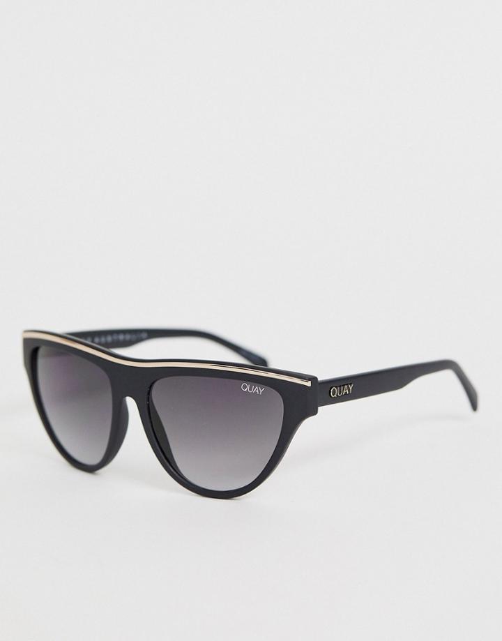 Quay Australia Flight Risk Round Sunglasses In Black