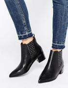 Office Amber Stud Leather Heeled Chelsea Boots - Black