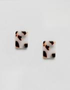 Asos Rectangle Tortoise Stud Earrings - Brown