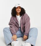 Asos Design Curve Oversized Zip Through Hoodie In Washed Purple