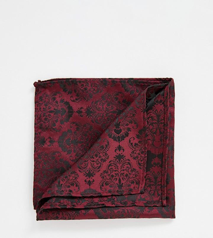 Heart & Dagger Knitted Jacquard Pocket Square In Burgundy - Red