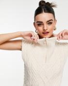 Mango Zip Top Cable Knit Sweater Vest In Ecru-white