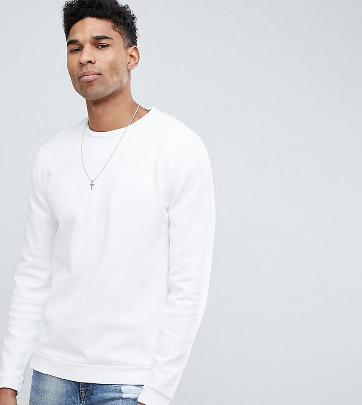 Asos Design Tall Sweatshirt In White Overdyed Pique