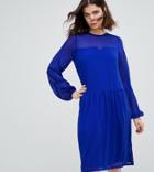 Y.a.s Tall Textured Smock Dress - Blue