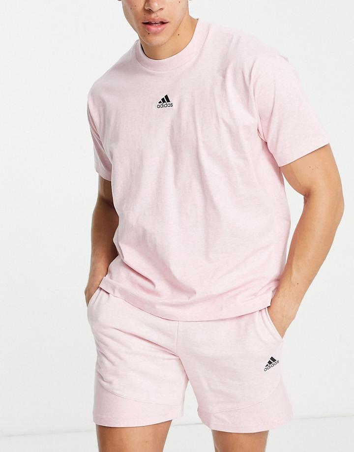 Adidas Sportstyle Botantical Dye Chest Logo T-shirt In Pink