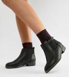 New Look Wide Fit Flat Leather Look Ankle Boot - Black
