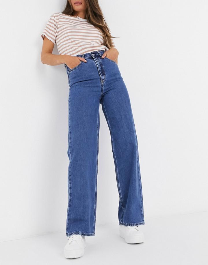 Levi's High Loose Straight Leg Jeans In Dark Blue-blues