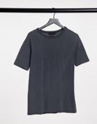 New Look Acid Wash Boyfriend Tee In Gray-grey