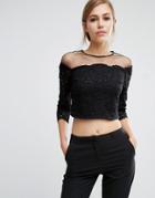 Coast Bardot Top In Lace - Black