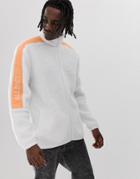 Asos Design Jersey Track Jacket In Borg With Text Slogan Print - White