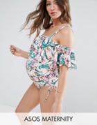 Asos Maternity Girly Tropical Floaty Swimsuit - Multi