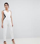 Vesper Tailored Jumpsuit With Contrast Sculpt Panels - White