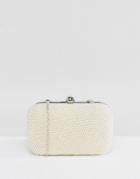 Park Lane Handmade All Over Pearl Effect Embellished Structured Clutch Bag - Cream