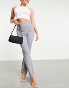 4th & Reckless Knitted Flare Spilt Pants In Gray-grey