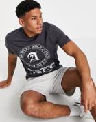 River Island Printed T-shirt In Gray-grey