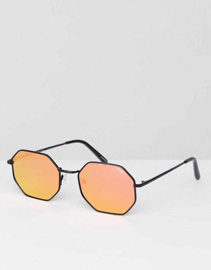 Quay Australia On A Dime Hexagonal Sunglasses In Black - Black