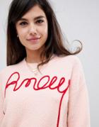Asos Design Amour Sweater In Eco Yarn - Pink