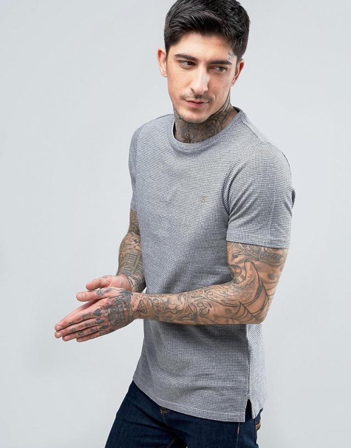 Farah Lawrence Jacquard T-shirt Slim Fit In Gray - Gray