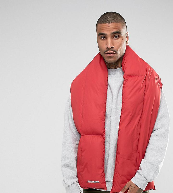 The New County Puffer Scarf In Red - Red