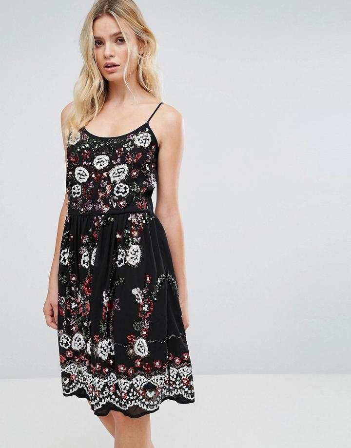 Amy Lynn Embroidered Cami Dress - Black