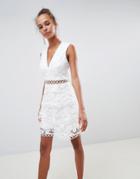 Asos Design Mini Dress In Floral Embroidered Broderie - White