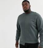 Asos Design Plus Relaxed Sweatshirt With Cut & Sew Stepped Hem-black