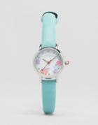 Johnny Loves Rosie Mint Floral Watch - Silver