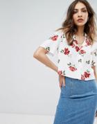 Nobody's Child Cropped Shirt In Floral Print - White
