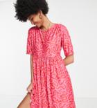 Urban Threads Tall Oversized Smock Dress In Swirl Print-multi