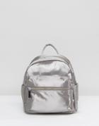 Lamoda Satin Mini Backpack In Silver - Gray