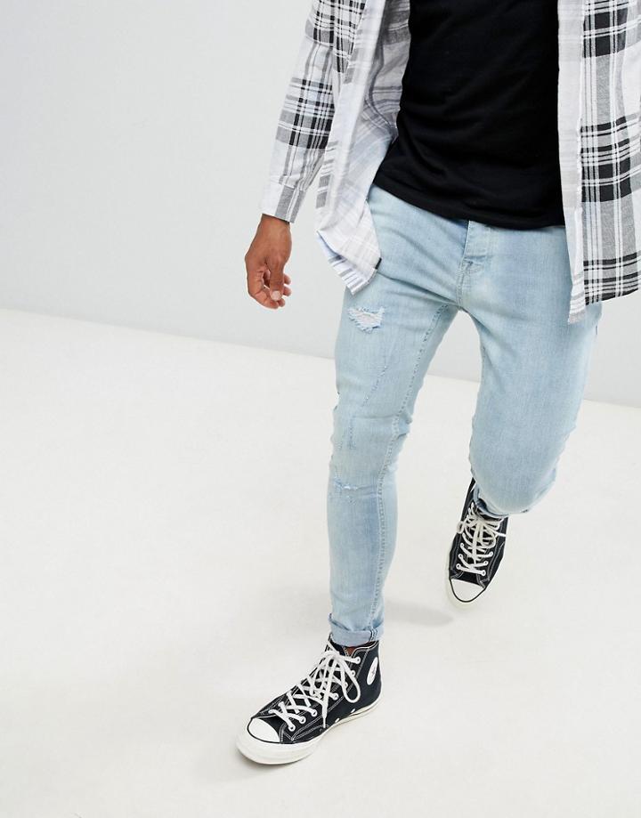 Brave Soul Skinny Fit Distressed Jeans - Blue