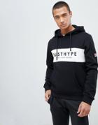 Hype Hoodie With Contrast Logo Panel - Black