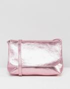Asos Metallic Soft Leather Cross Body Bag - Pink
