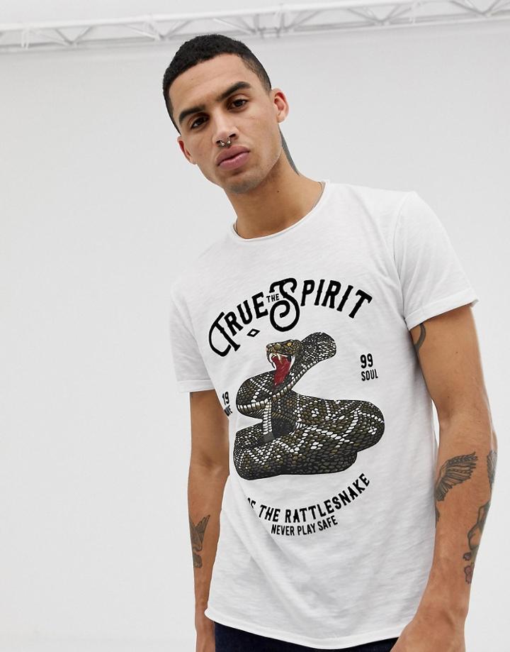 Solid Viper Print T-shirt In White - White