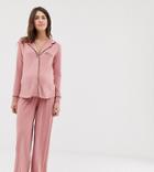 Asos Design Maternity Traditional Pyjama Pants Set With Piping - Navy